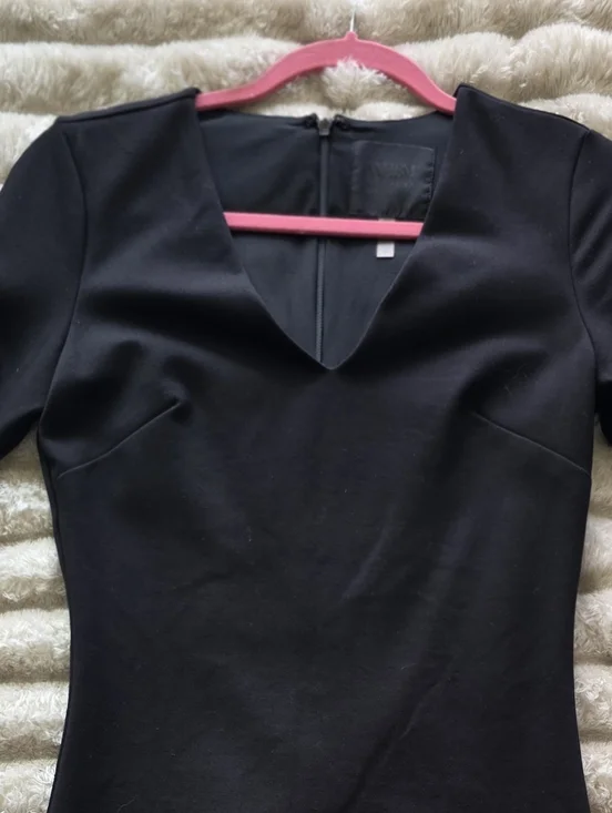 White House Black Market Black Short-Sleeve Sheath Dress - Picture 2 of 5